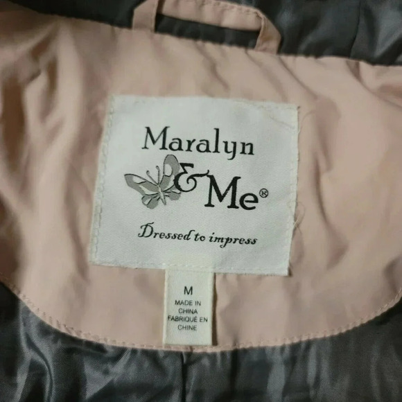 Maralyn & Me Faux-Fur-Trim Hooded Puffer Coat Juniors size M pink mid- length - Picture 6 of 10